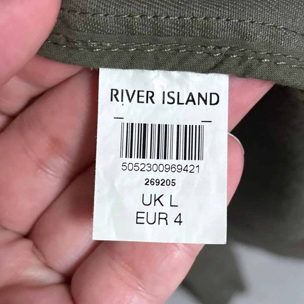 River Island Sport Coat L Olive Green Cotton Unstructured Casual Blazer 38R